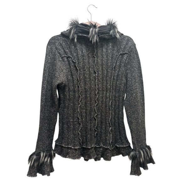 LaSeine Black Jacket with Faux Fur Trim - Picture 11 of 11